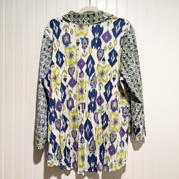 Habitat Floral Ikat Cotton Tunic Top Size Large - Picture 6 of 6